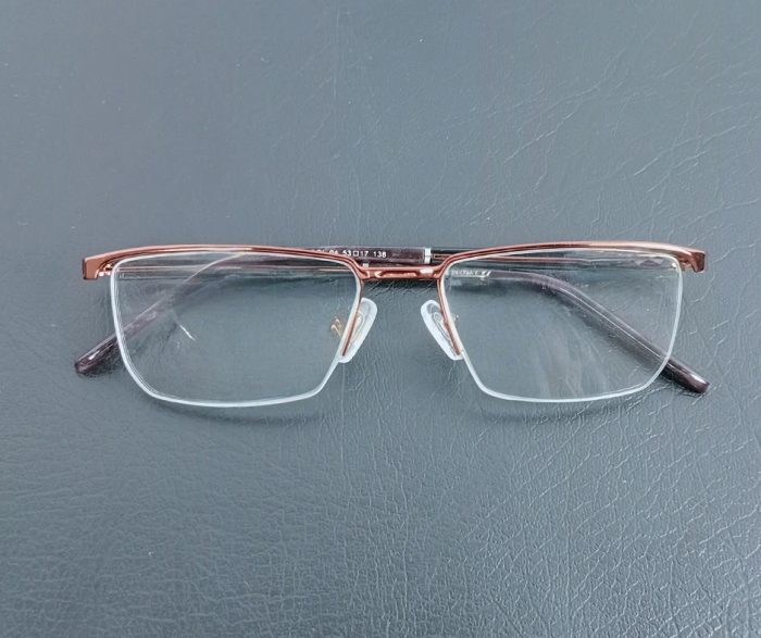 Classic Brown Half-Rim Eyeglass Frame – Coffee Finish - Image 2