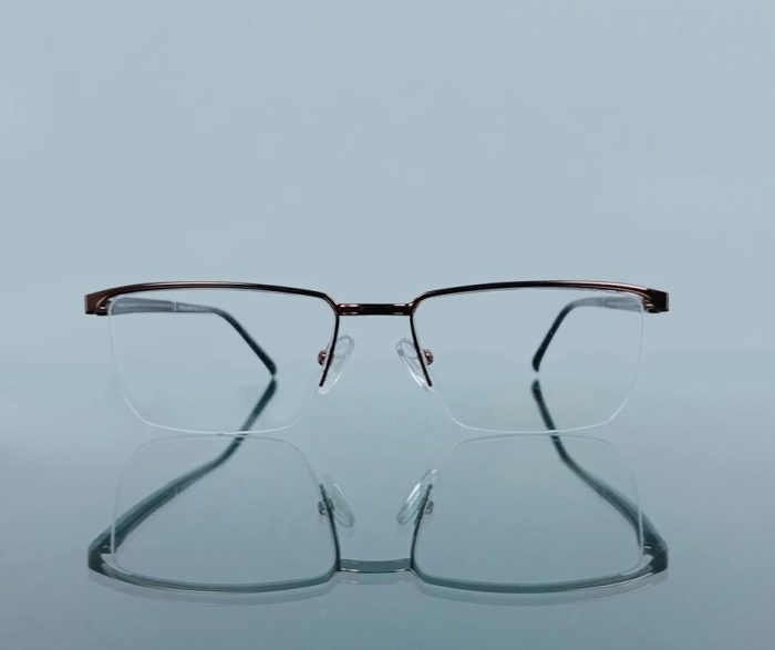 Classic Brown Half-Rim Eyeglass Frame – Coffee Finish - Image 3
