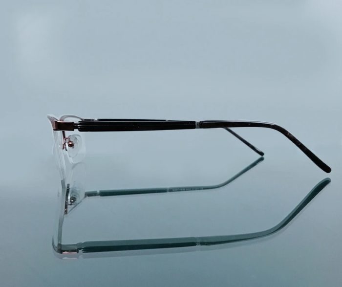 Classic Brown Half-Rim Eyeglass Frame – Coffee Finish - Image 4