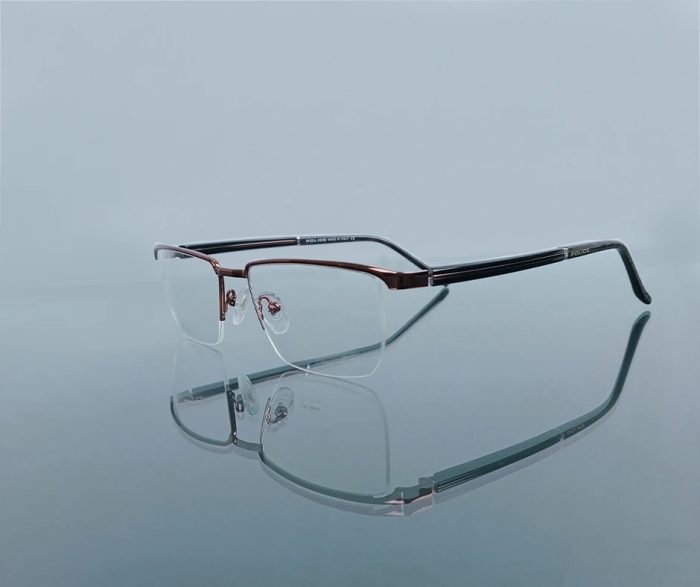 Classic Brown Half-Rim Eyeglass Frame – Coffee Finish - Image 1