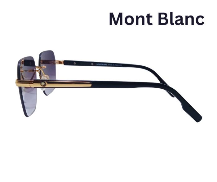 Mont Blanc MB0242 C1 Rimless Sunglasses – Gold & Black - Image 3