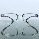 Premium Semi-Rimless Eyeglass Frame – Silver Black - Image 2
