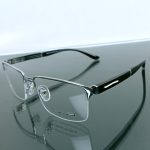 Premium Semi-Rimless Eyeglass Frame – Silver Black