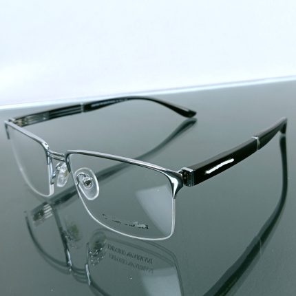 Premium Semi-Rimless Eyeglass Frame – Silver Black