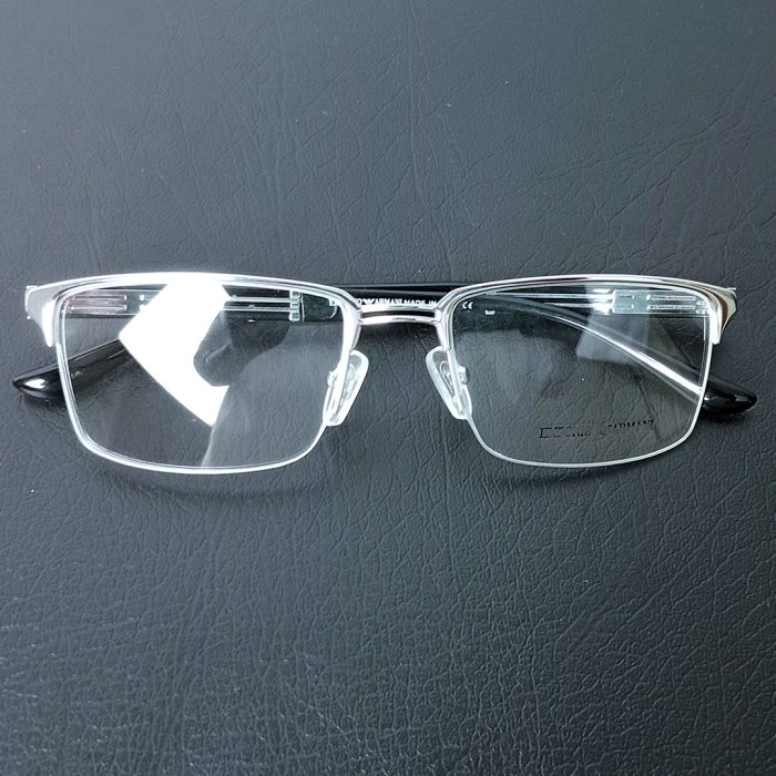 Premium  Semi-Rimless Eyeglass Frame – Silver Black - Image 4