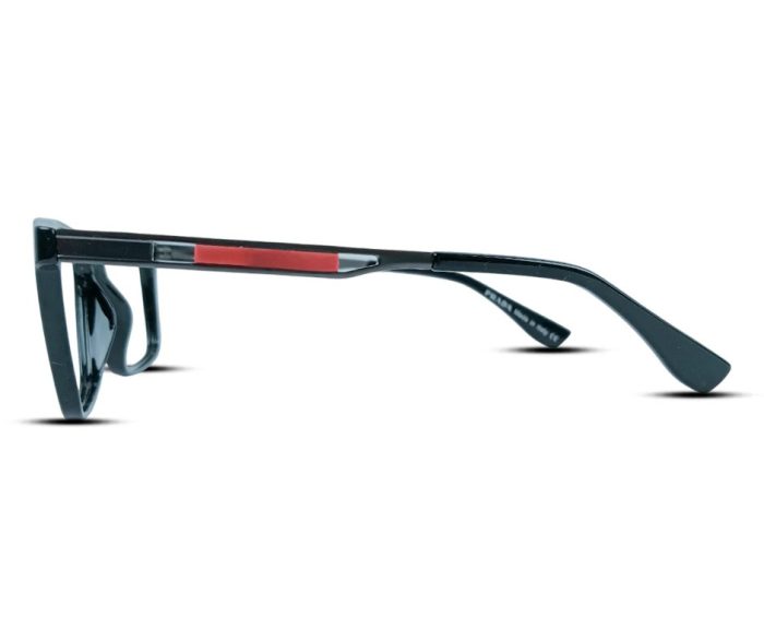 PR 1040 Rectangular Eyeglass Frame – Black & Red - Image 4