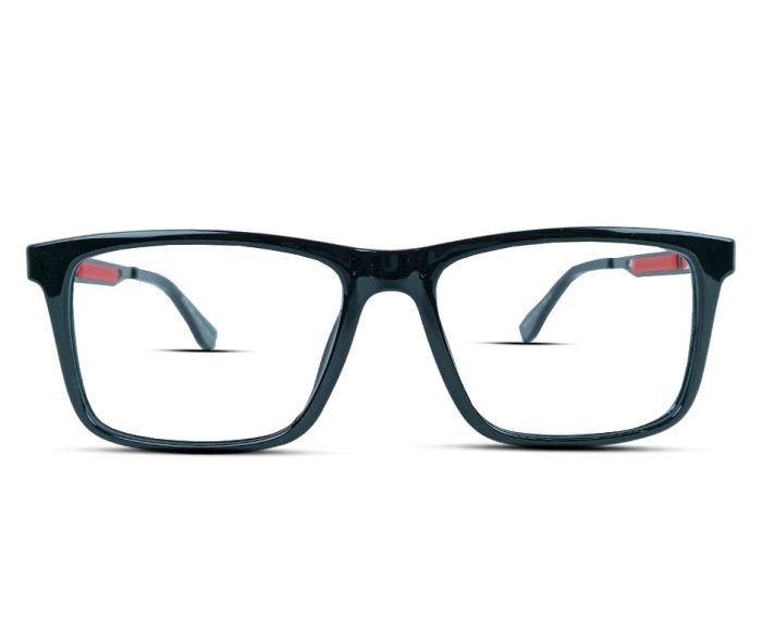 PR 1040 Rectangular Eyeglass Frame – Black & Red - Image 2