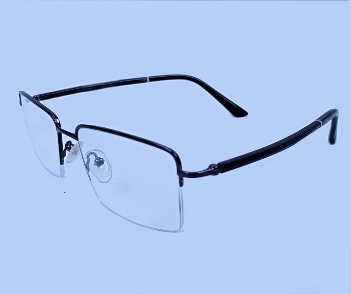 Eyeglass Frame – Premium Half-Rim Black Metal - Image 1