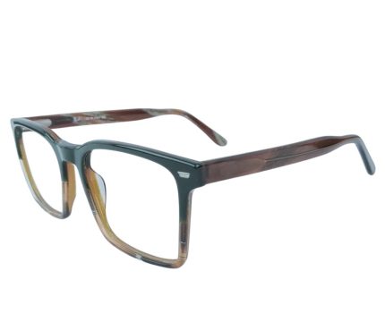 Rayban Style Multi-Tone Acetate Eyeglass Frame – Green & Brown Marbled