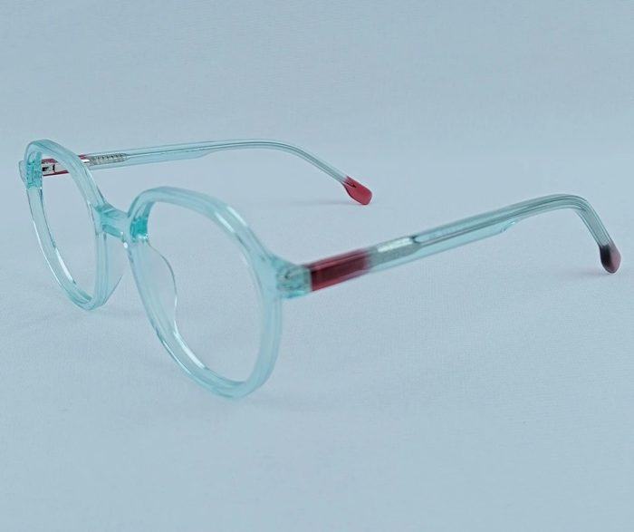 Aqua Blue Transparent Kids Eyeglass Frame – Round Shape - Image 1