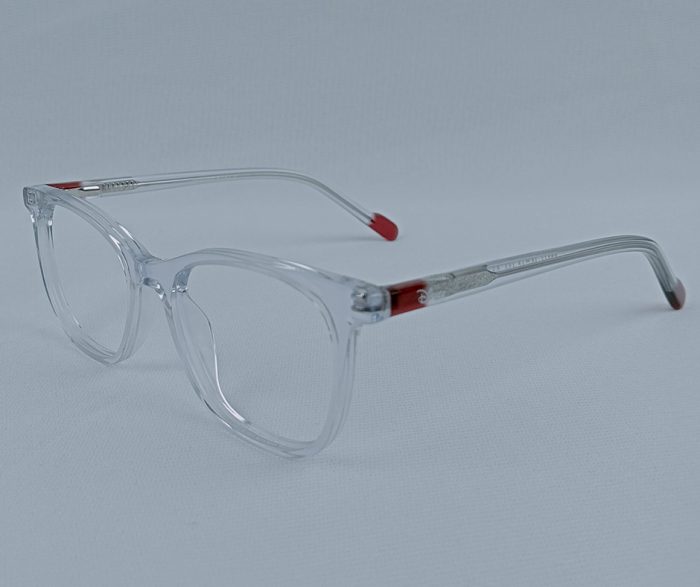 Kids Transparent Eyeglass Frame with Red Tips - Image 1
