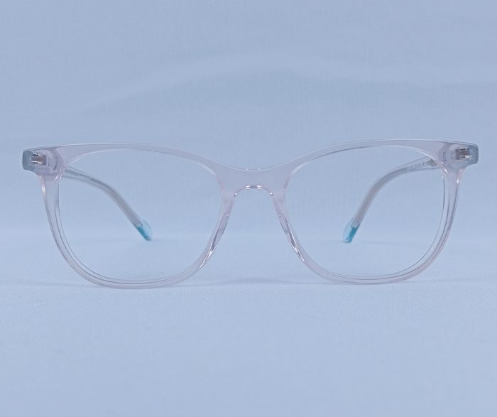 Light Pink Transparent Cat-Eye Kids Eyeglass Frame - Image 3