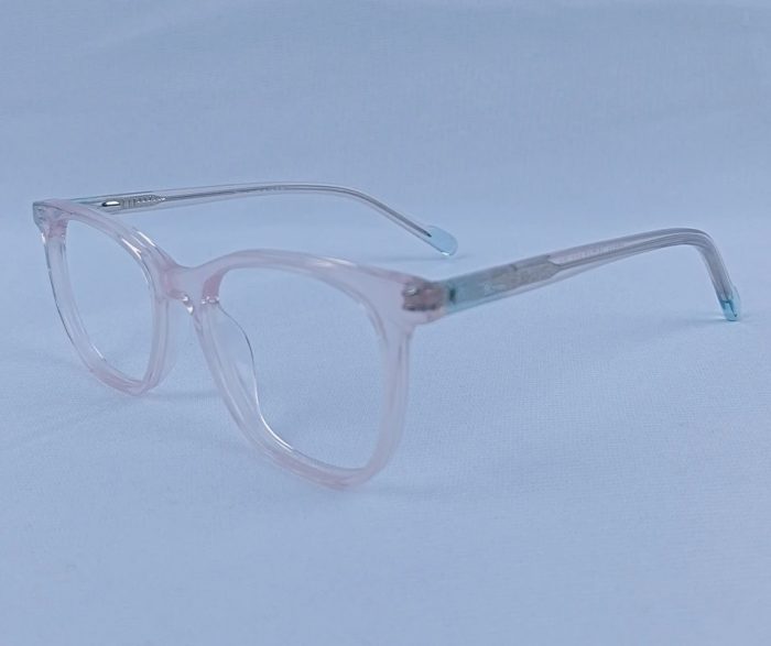 Light Pink Transparent Cat-Eye Kids Eyeglass Frame - Image 1