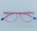 Pink and Blue Transparent Cat-Eye Kids Eyeglass Frame - Image 2