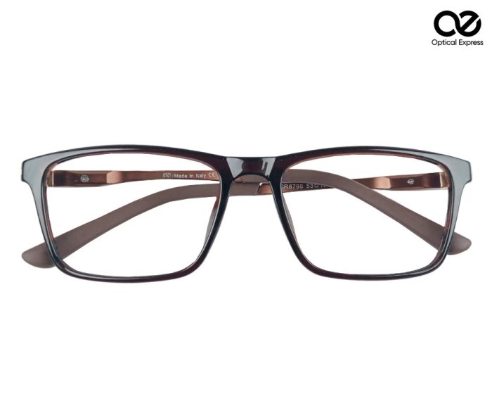 Premium Rectangular Eyeglass Frame – Metallic Brown Accents - Image 3