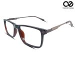 EA1051 Rectangular Eyeglass Frame –  with Brown Temples