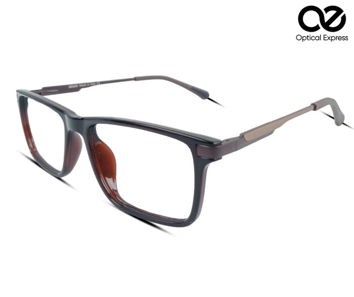 EA1051 Rectangular Eyeglass Frame –  with Brown Temples - Image 1