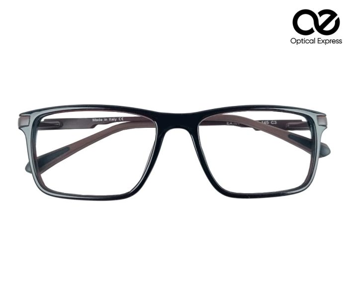 EA1051 Rectangular Eyeglass Frame –  with Brown Temples - Image 2