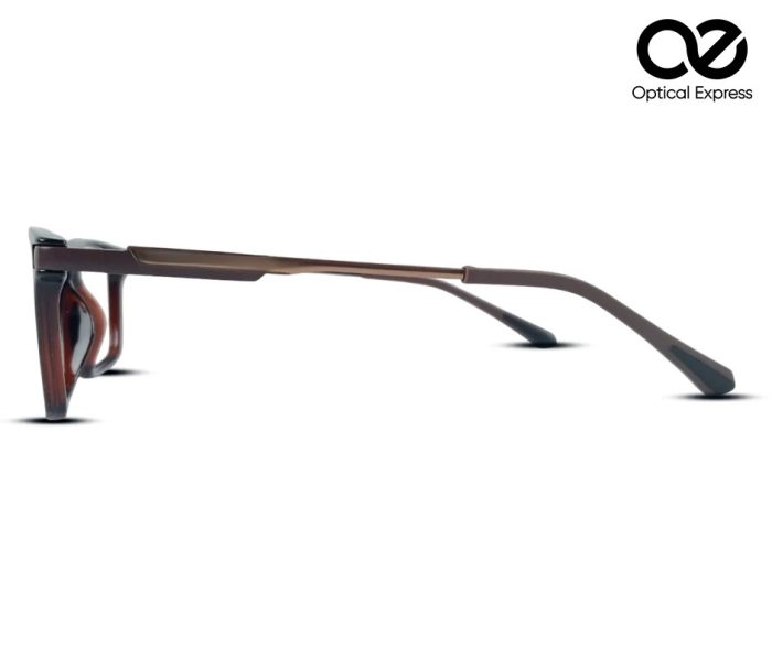 EA1051 Rectangular Eyeglass Frame –  with Brown Temples - Image 3