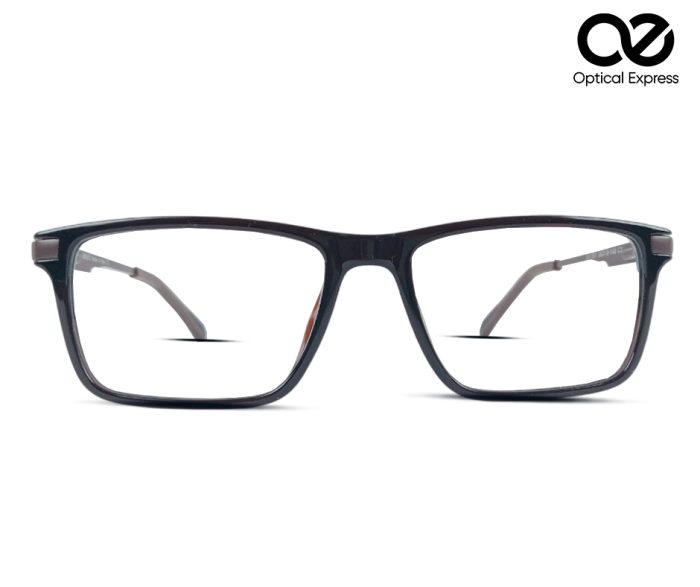 EA1051 Rectangular Eyeglass Frame –  with Brown Temples - Image 4