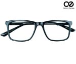 Premium HB0926 Rectangular Eyeglass Frame – Glossy Black with Cutout Temples - Image 2