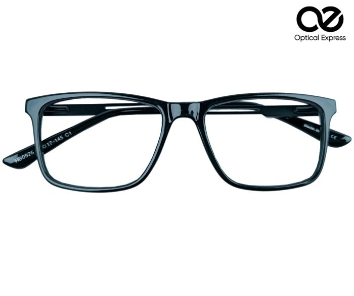 Premium HB0926 Rectangular Eyeglass Frame – Glossy Black with Cutout Temples - Image 2