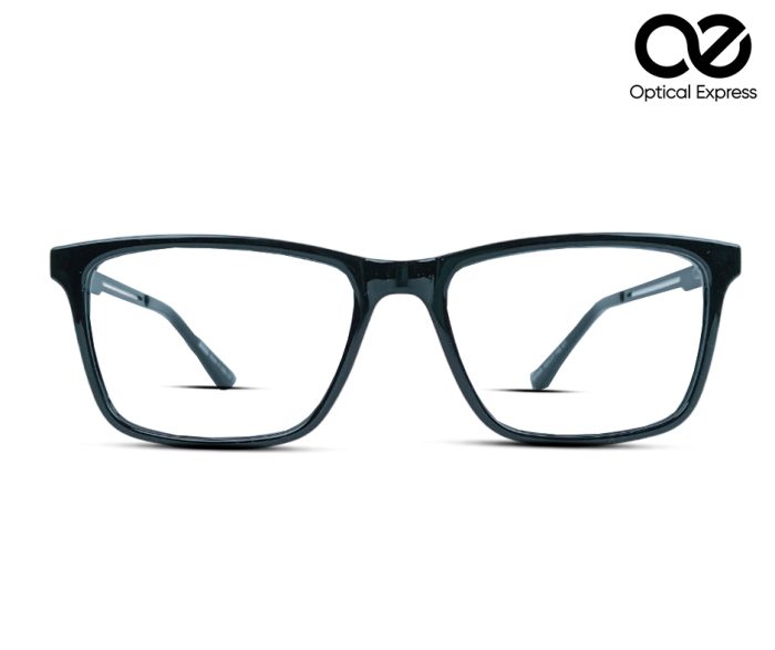 Premium HB0926 Rectangular Eyeglass Frame – Glossy Black with Cutout Temples - Image 3