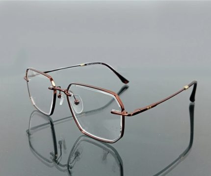 Vintage Geometric Eyeglass Frame – 12017J C1 – Rose Brown Metal