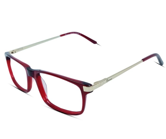 Danmac Eyeglass Frame – Model DM1098 – Red Gloss with Golden Arms - Image 1