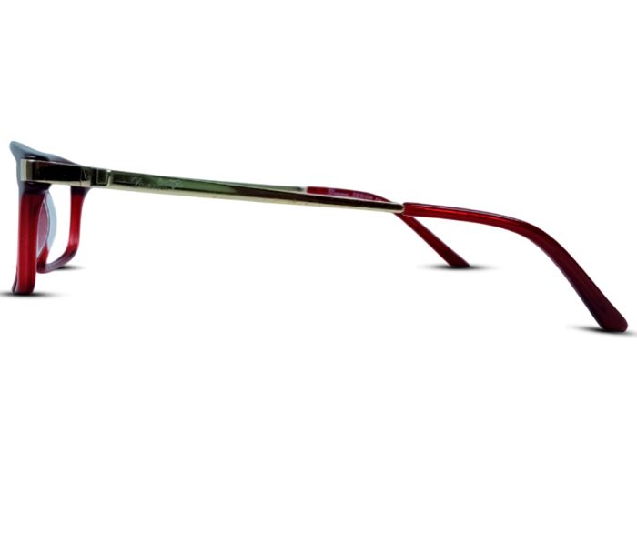 Danmac Eyeglass Frame – Model DM1098 – Red Gloss with Golden Arms - Image 4