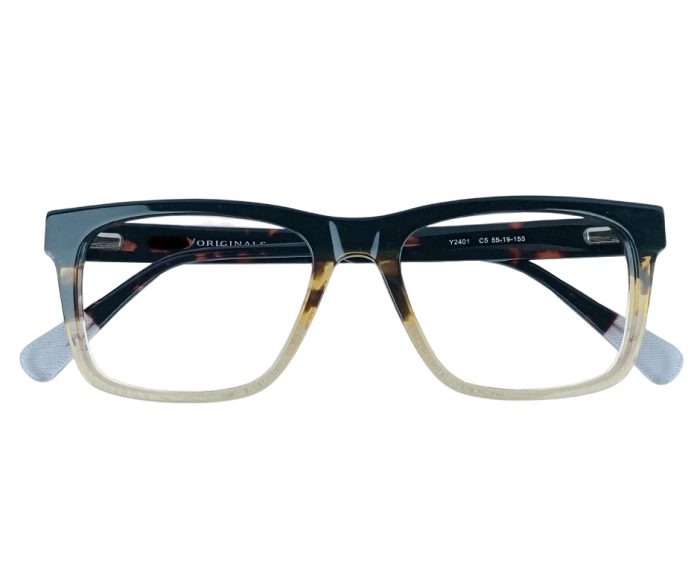 Y2401 Glasses – Black Gradient with Tortoiseshell Arms - Image 2