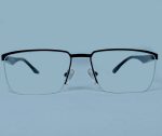 Classic Semi-Rimless Eyeglass Frame – Matte Black with Flexible Temples