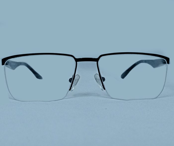 Classic Semi-Rimless Eyeglass Frame – Matte Black with Flexible Temples - Image 1