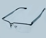 Classic Semi-Rimless Eyeglass Frame – Matte Black with Flexible Temples - Image 3