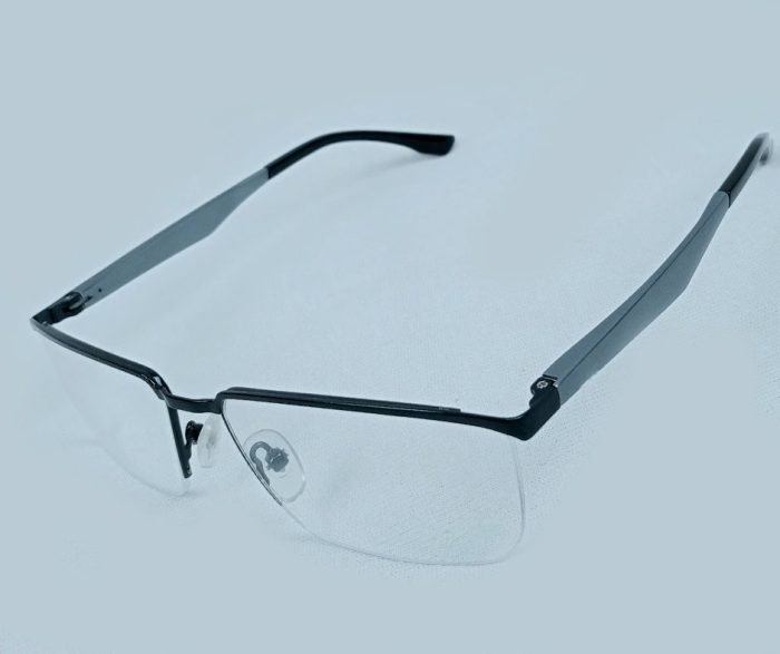 Classic Semi-Rimless Eyeglass Frame – Matte Black with Flexible Temples - Image 3