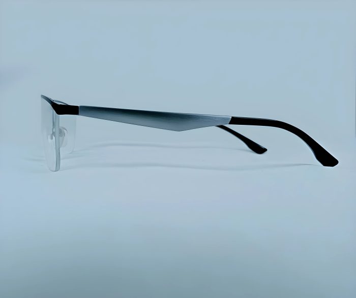 Classic Semi-Rimless Eyeglass Frame – Matte Black with Flexible Temples - Image 4