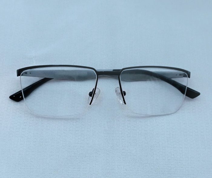 Classic Semi-Rimless Eyeglass Frame – Matte Black with Flexible Temples - Image 2