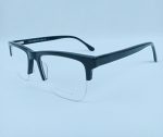 Eyewear Rectangular Half-Rim Frame – Glossy Black Finish