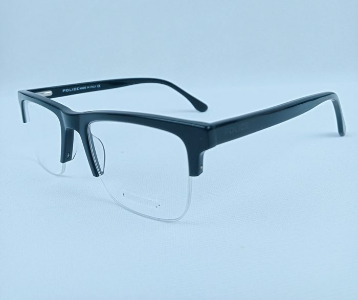 Eyewear Rectangular Half-Rim Frame – Glossy Black Finish - Image 1