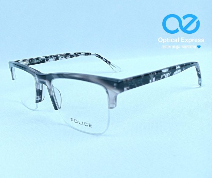 Eyewear Rectangular Half-Rim Frame – Marble Grey Finish - Image 1