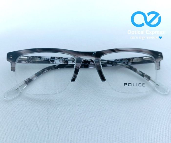 Eyewear Rectangular Half-Rim Frame – Marble Grey Finish - Image 4