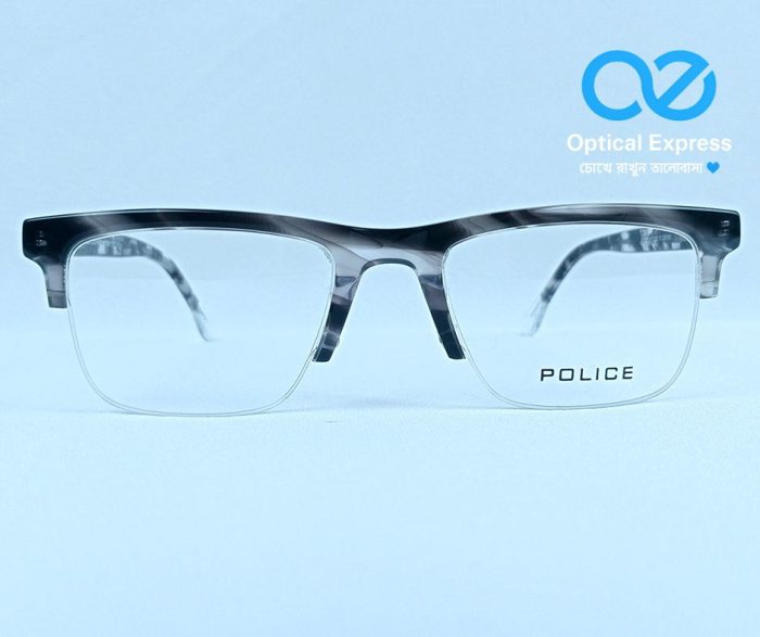 Eyewear Rectangular Half-Rim Frame – Marble Grey Finish - Image 3