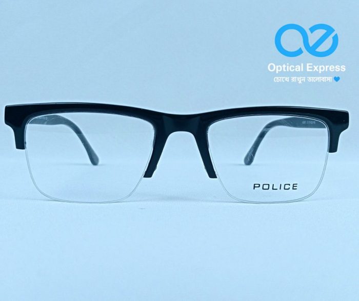 Eyewear Rectangular Half-Rim Frame – Glossy Black Finish - Image 3