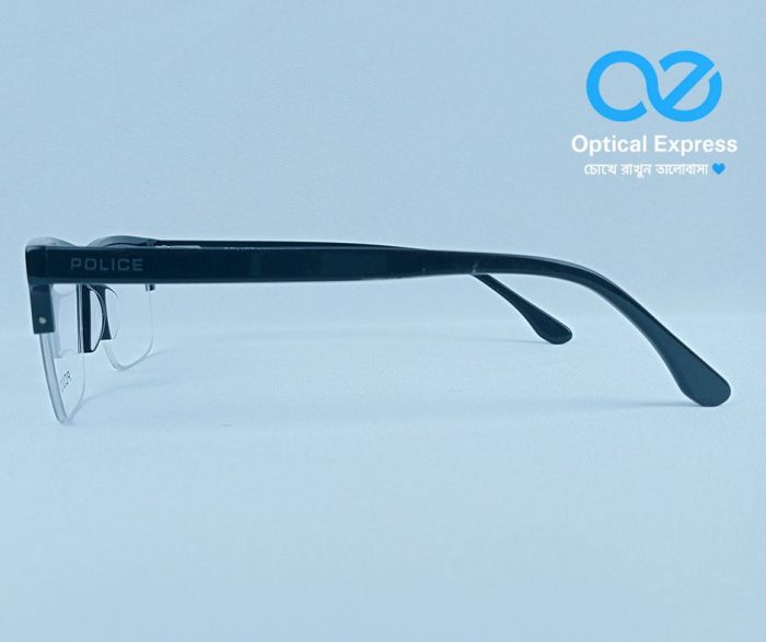 Eyewear Rectangular Half-Rim Frame – Glossy Black Finish - Image 2