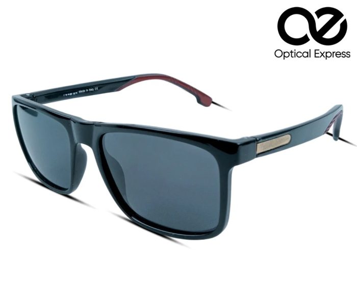 Sunwear Glossy Black Sunglasses – Red Accent Edition - Image 1
