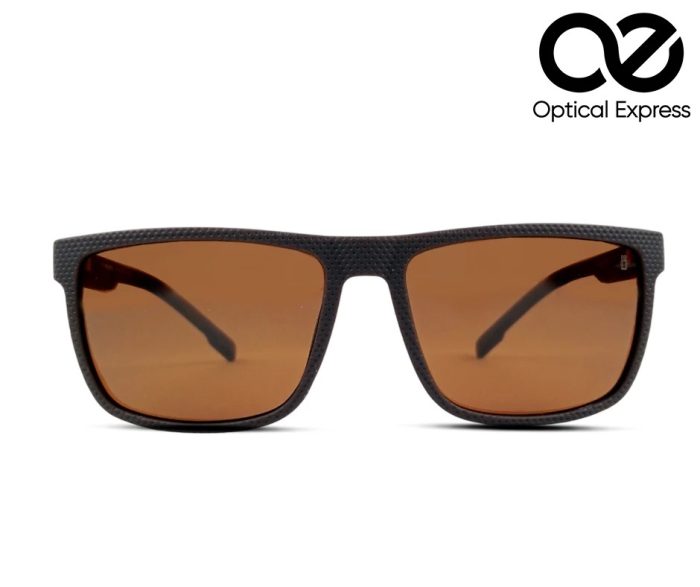 Sunwear Textured Brown Sunglasses – Blue Accent Edition - Image 1