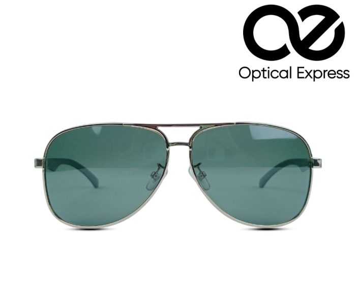 3279 Aviator Sunglasses – Silver & Green - Image 2