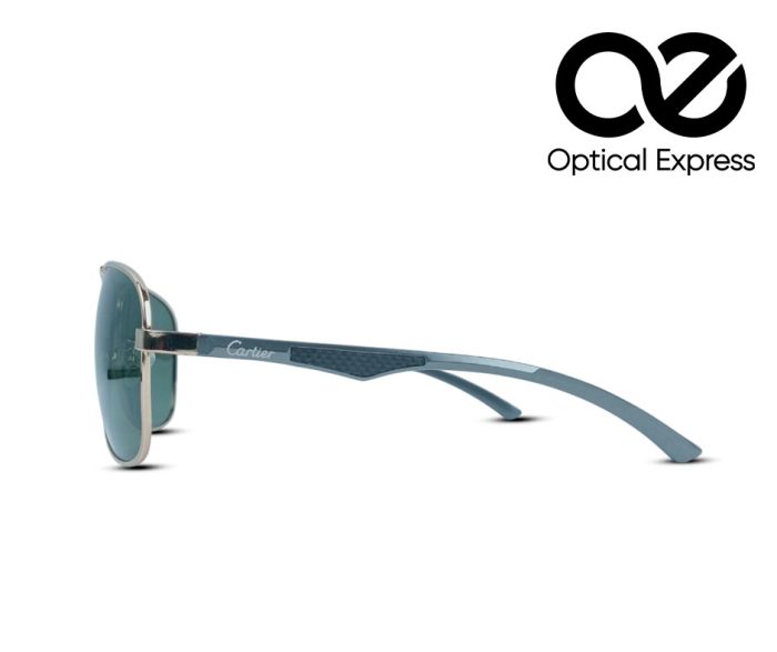 3279 Aviator Sunglasses – Silver & Green - Image 3