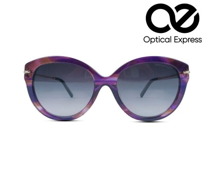 Tiffany & Co. TF4187 C7 Purple Marble with Gold Temples Sunglass - Image 2