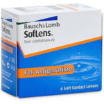 Bausch & Lomb SofLens Toric Contact Lenses (Alphafilcon A) – Monthly Disposable for Astigmatism (6 Pcs)